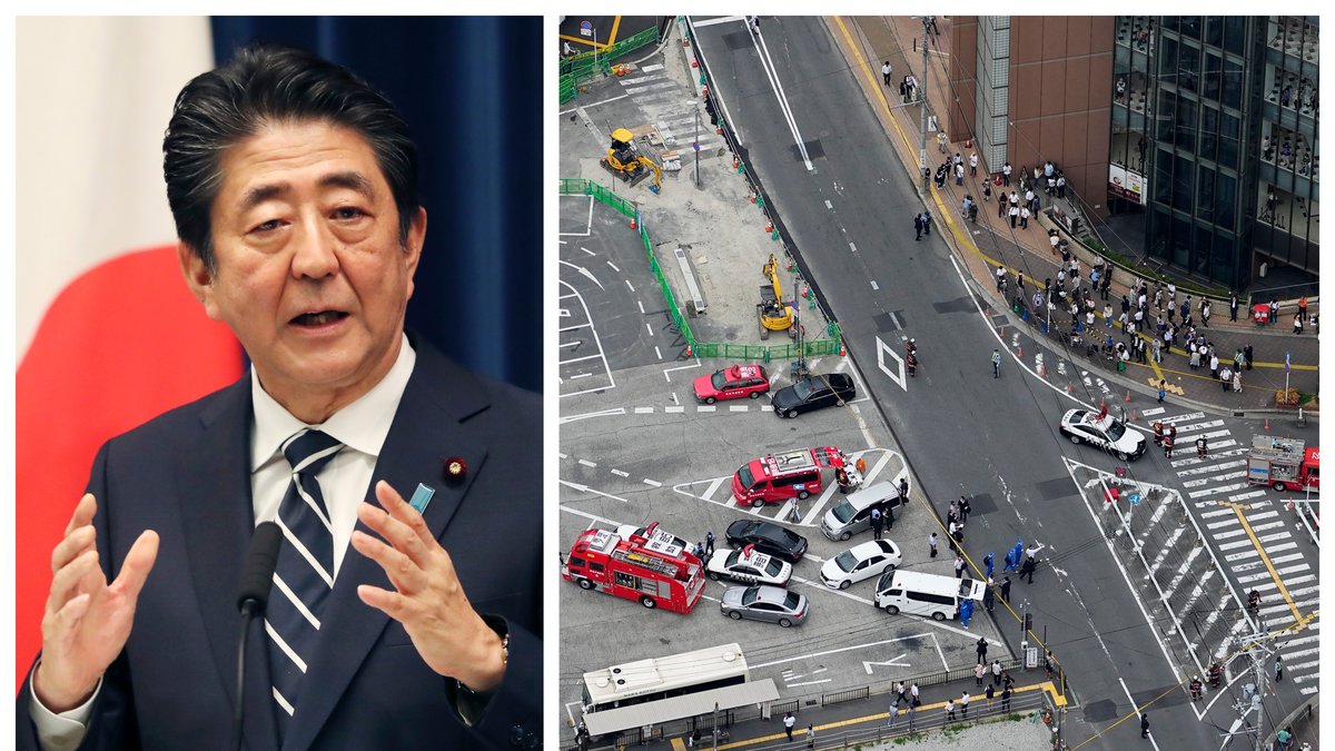Shinzo Abe sköts under ett tal.
